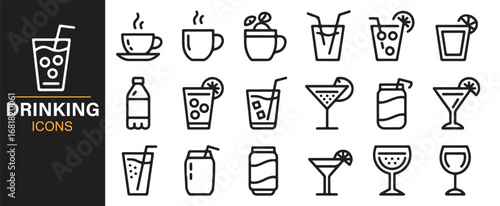 Collection of diverse drinking beverage and bar icons