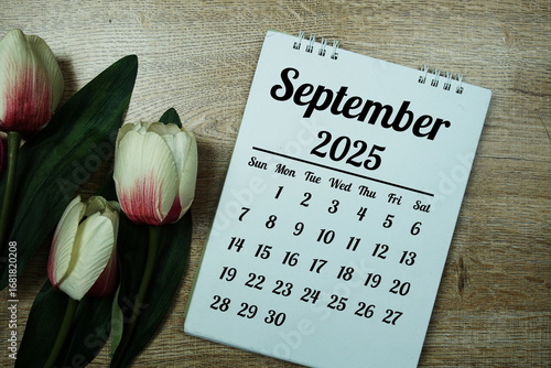 September 2025 annual monthly desk calendar for planning and management