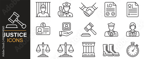 Collection of justice and law icons for legal and advocacy use