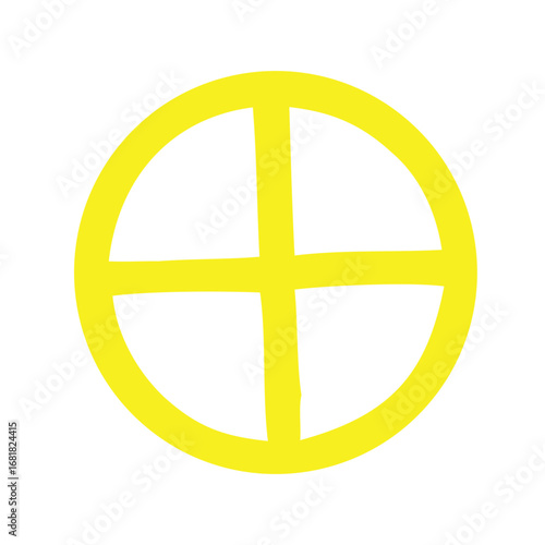 Peace symbol icon on yellow and white background vector illustration