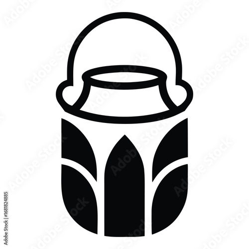 An isolated illustration of an old brown clay jar of milk on a white background