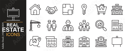 Collection of real estate icons for property and housing