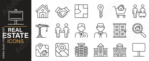 Modern real estate icon set for property marketing and branding