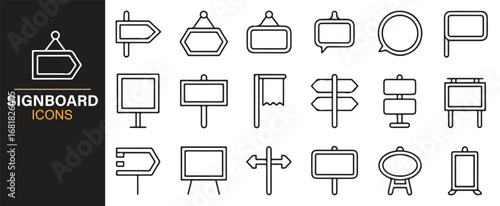 Collection of diverse signboard and information icons for design projects