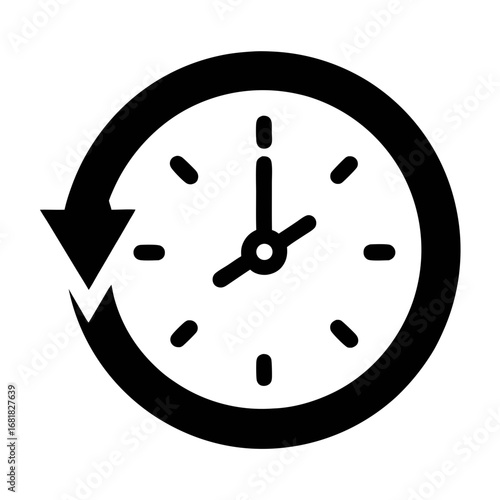 Time management clock icon vector illustration time tracking and productivity deadline reminder concept