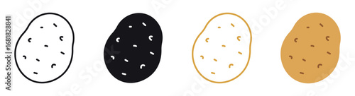 Potato icon set. Vegetable food sign. Diet nutrition symbol. Vector illustration .