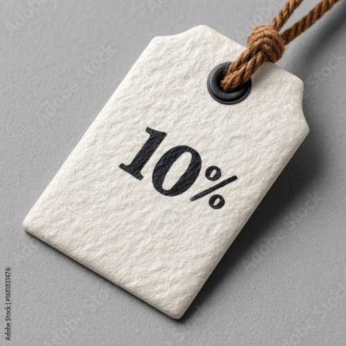 Discount tag displaying 10 percent off for retail promotions and sales events