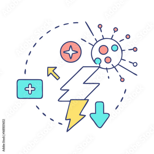 Conceptual illustration depicting negative energy, health, decline, and vulnerability to disease