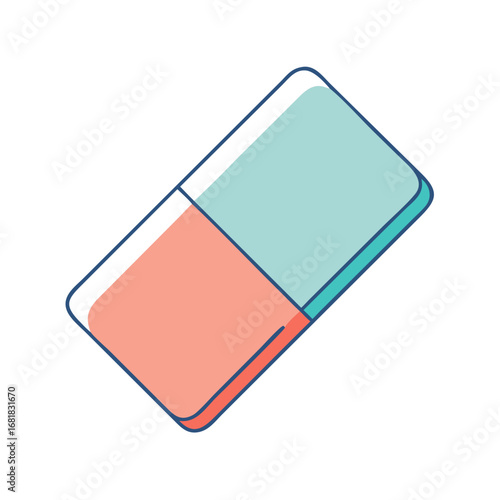 Vector illustration of a two toned blue and red eraser on white
