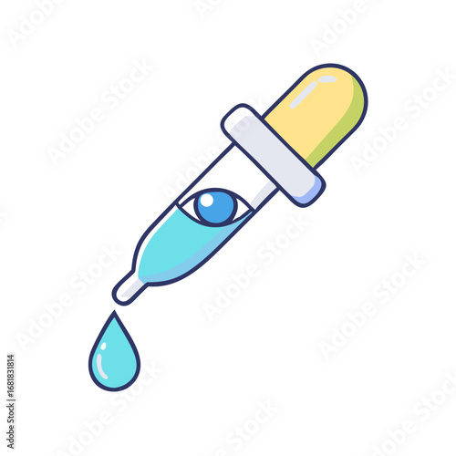 Eye drop application with an eye icon for health care product illustration