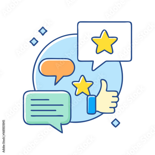 Customer feedback and positive review illustration depicting satisfaction and engagement
