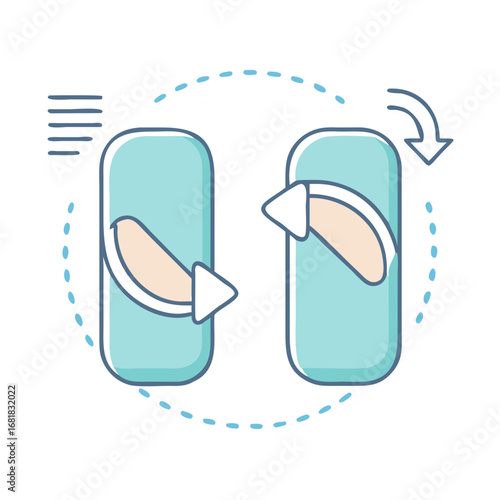Conceptual illustration depicting a twostep process of shifting an element