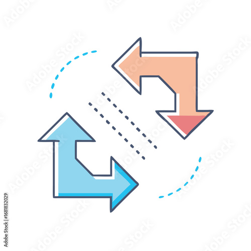 Doodle style illustration of two arrows in opposite directions suggesting exchange