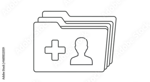 Medical record folders with a plus sign and a person icon