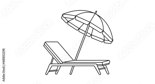 Beach chair with umbrella, a symbol of summer vacation
