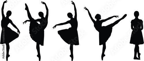 Ballet dancers silhouettes vector illustration dance performance