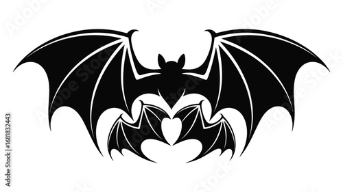 Striking black bat silhouette symbolizing Halloween and spooky nights, a powerful graphic