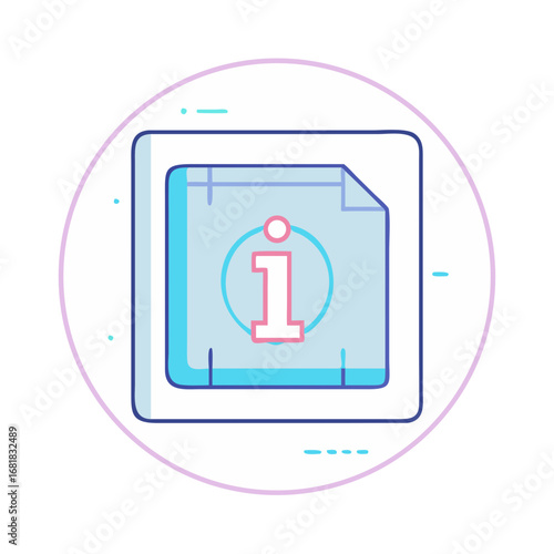 Illustrated Information Icon with Soft Colors within a Circular Border