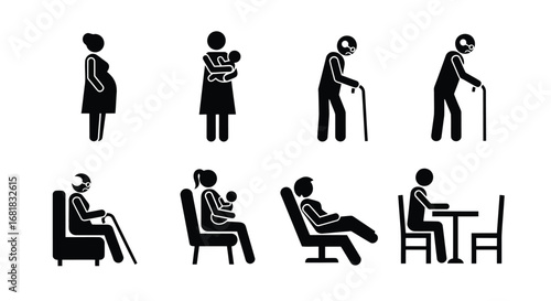 Stick figures showing different stages of life