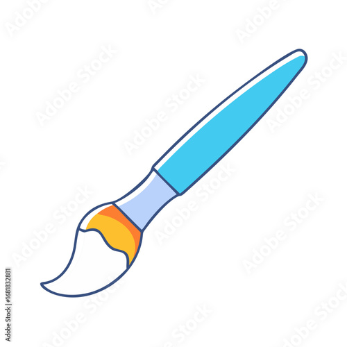 Illustration of a paintbrush with white, orange and light blue colors