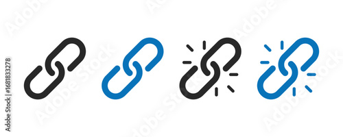Chain, link icon vector. Attach link icon set. Blockchain link icon. Link icons set vector illustration