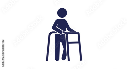 Illustration of a person using a walker for mobility