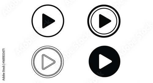 Play button icons in black and white