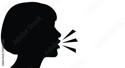 Silhouette of a person speaking or shouting