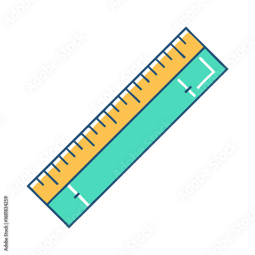 Illustration of a Teal and Yellow Ruler for Measuring and Drafting