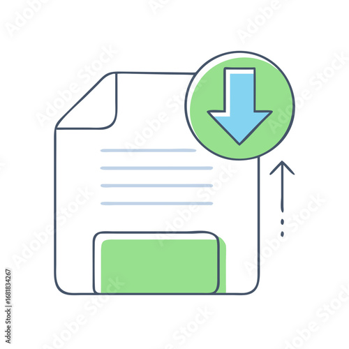 Download or Upload Illustration with Green and Blue Colors on White Background