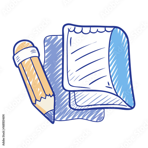 Pencil and paper doodle for writing or note taking task
