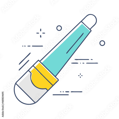 Stylized illustration of a cosmetic applicator with abstract background elements, simple design