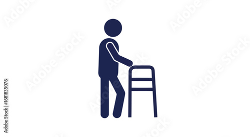 Elderly person using a walker for support