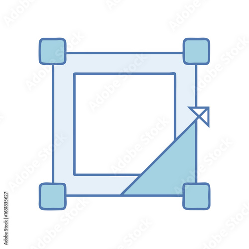 Stylized Illustration of Square Transformation with Triangle and Square Handles, Soft Colors