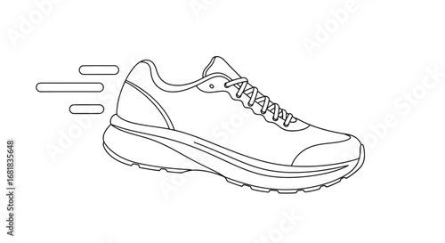 A sporty running shoe with motion trails