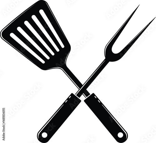 Grilling tools spatula and fork vector illustration bbq equipment