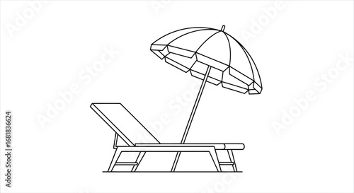 Beach umbrella and chair for relaxation and summer vacation