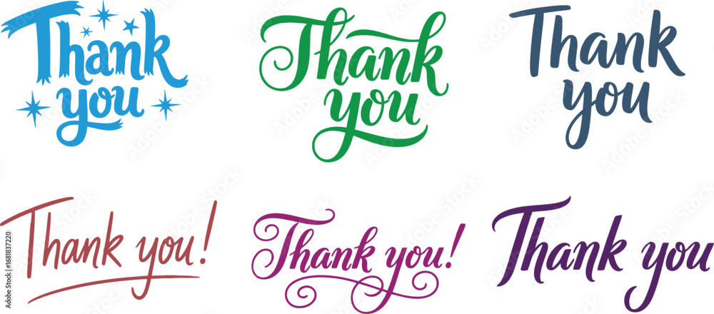 Fototapeta premium Thank you card template vector images and calligraphy thank you