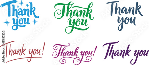 Thank you card template vector images and calligraphy thank you