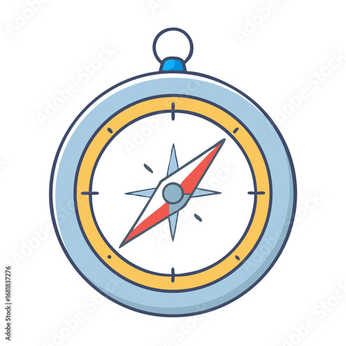 Illustration of a cute stylized compass with north south east west directions