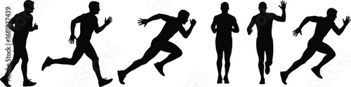 Running silhouettes marathon sprint race athletes fitness training