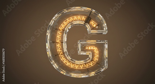 Luminous letter G with a vintage bulb aesthetic creating a captivating glow effect