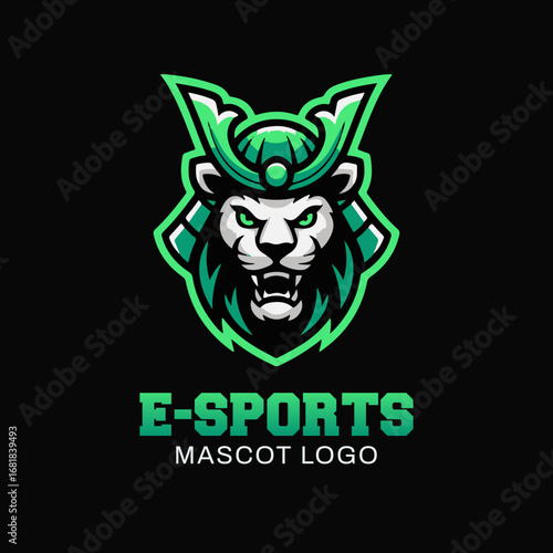 Esports Lion Samurai Mascot Vector Logo