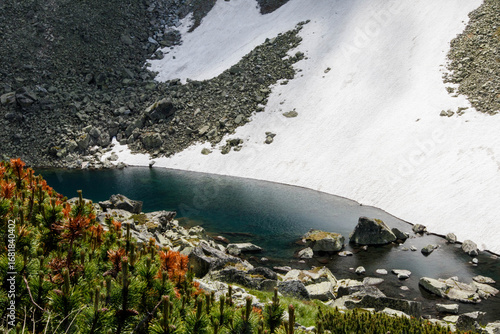 view from the mountain to the lake