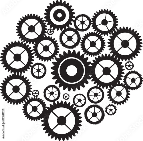 Interconnected Gears Vector graphics