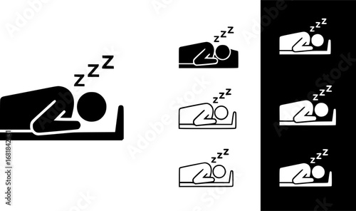 set of Sleeping figure outline icon vector
