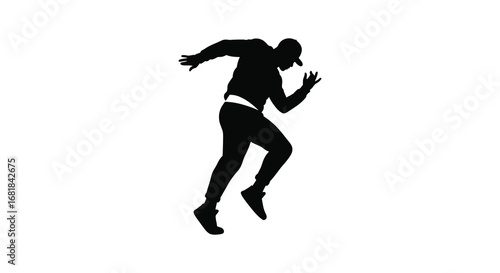 a person running or jumping in a dynamic pose