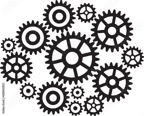 Interconnected Gears Vector graphics