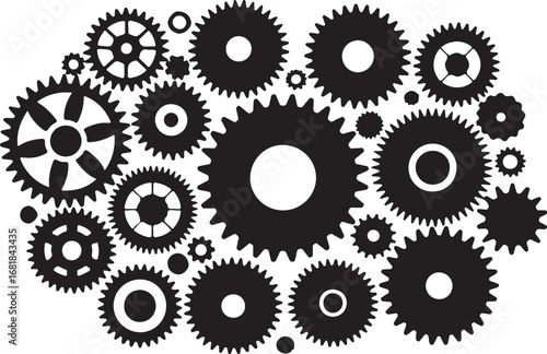 Interconnected Gears Vector graphics
