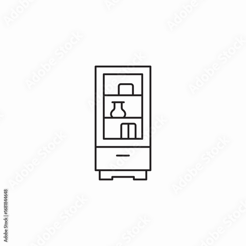 display cabinet with vases icon sign vector